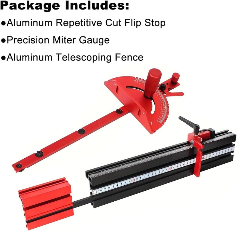 JCFANTS Store Precision Miter Gauge for Maximum Stock Support and a Repetitive Cut Flip Stop - Image 5